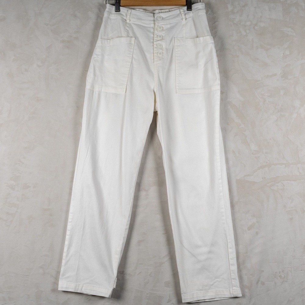 Skies Are Blue Straight Leg Pants Button Fly Womens White‎ Size M